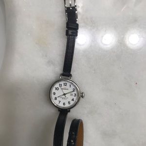 Shinola Leather Black Birdy double wrap 34mm